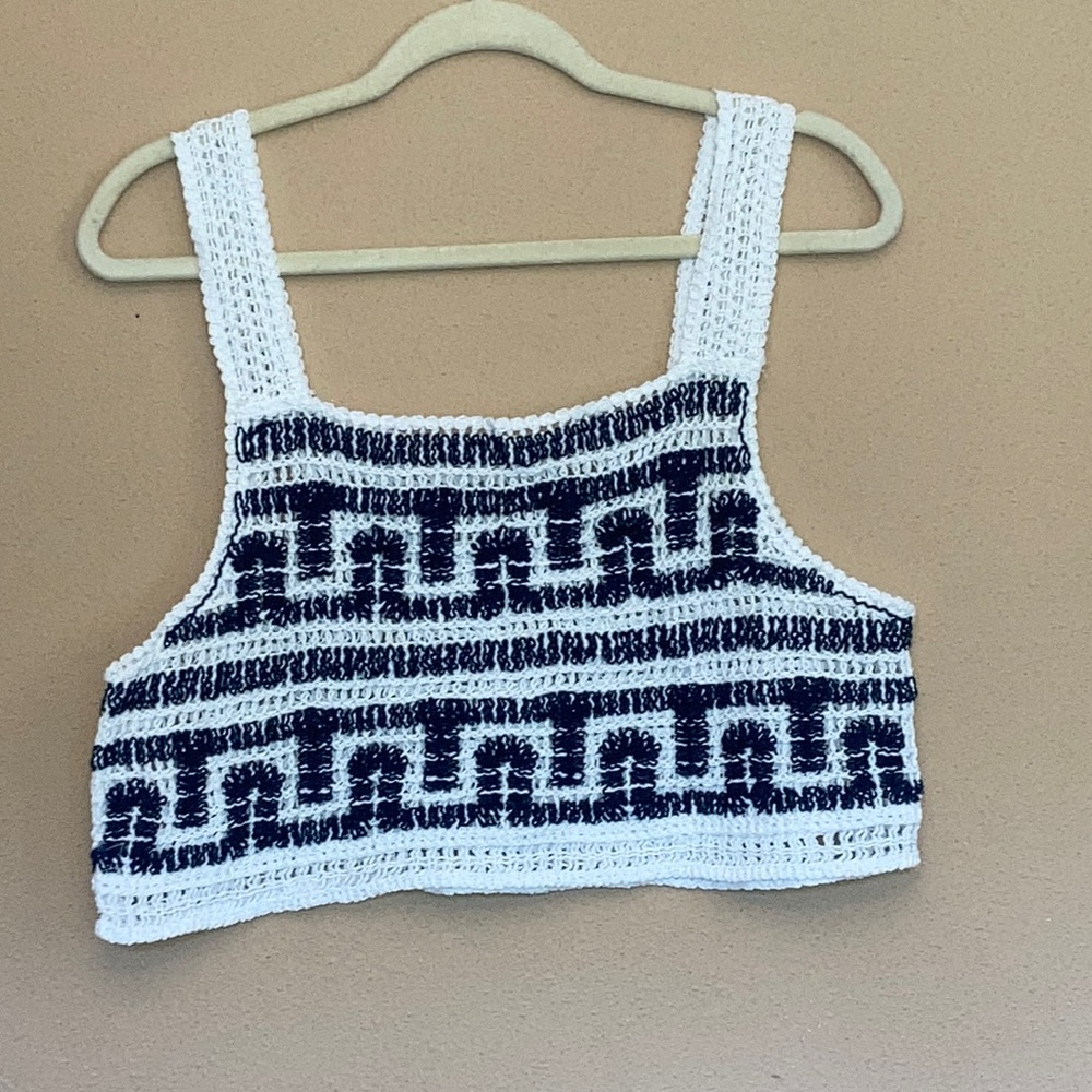 SHEIN swim size small 4 crochet knit tank crop top small/4 coverup
